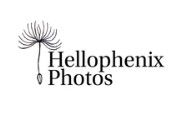 Logo Hellophenix Photos — logo minimaliste avec illustration de pissenlit et typographie élégante.