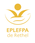 EPLEFPA de Rethel logo featuring a golden emblem with a stylized human figure and leaves on white background.