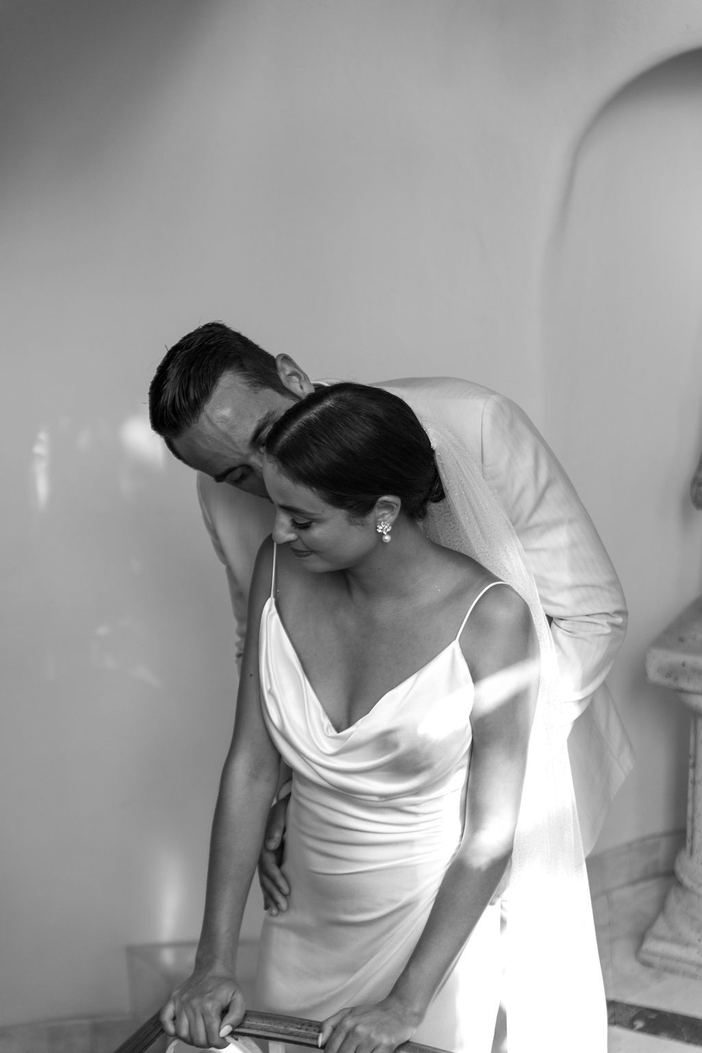 bride and groom kissing