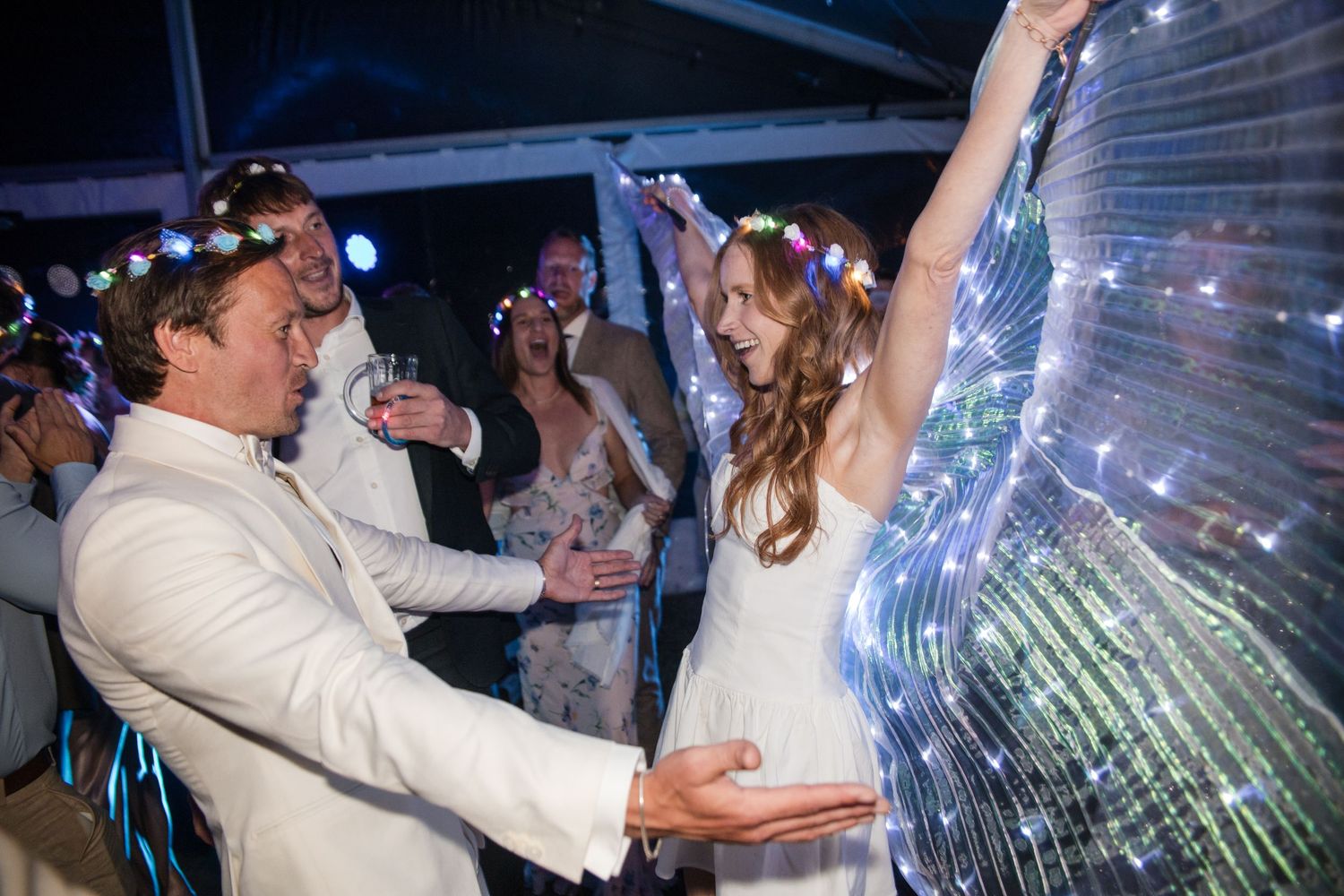 Couple dancing and celebrating in their afterparty