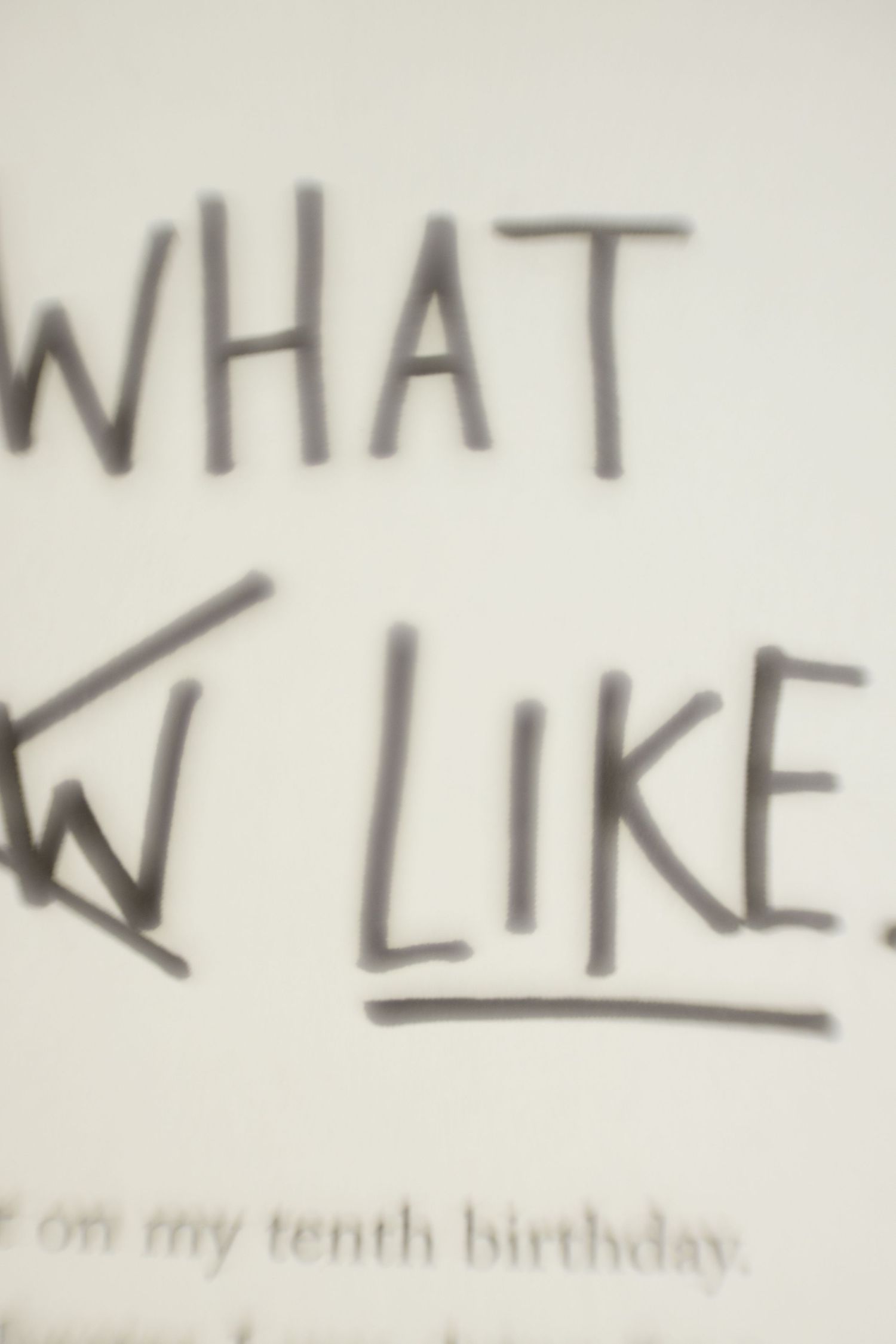 Black text handwritten in marker against a light background reads 'what i like'.