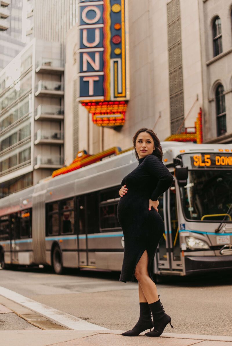 Dynamic street photography sequence with vintage theater sign in background.