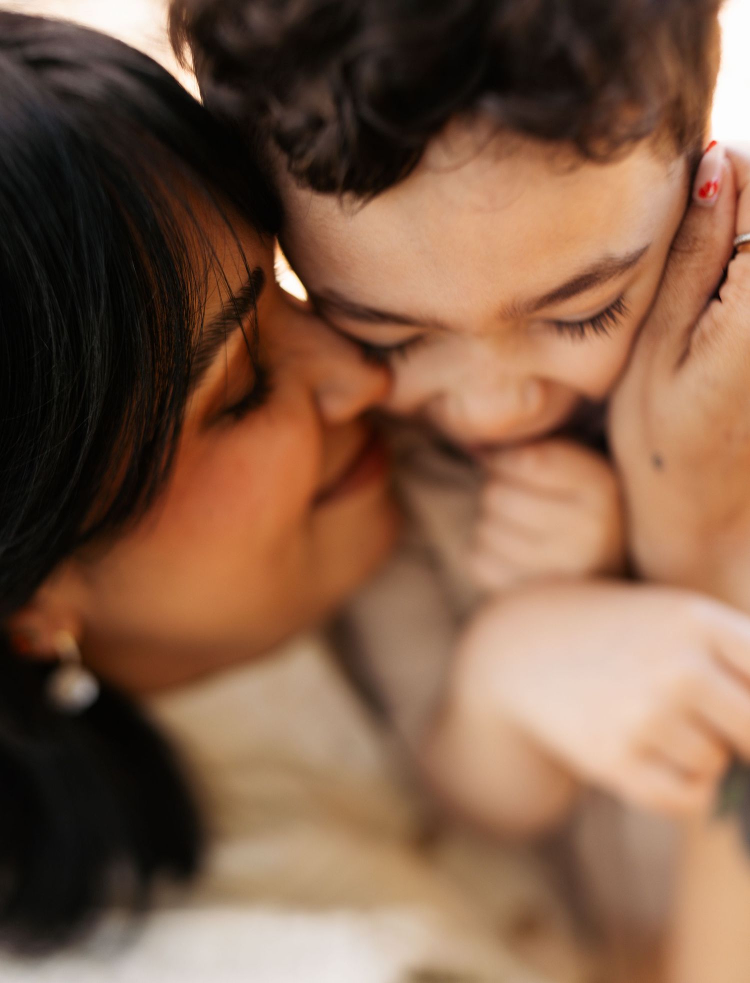 Intimate close-up portrait with soft natural lighting.