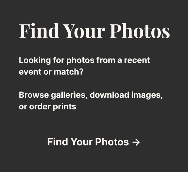 Find Your Photos promotional banner offering event photo browsing, image downloads, and print ordering services.