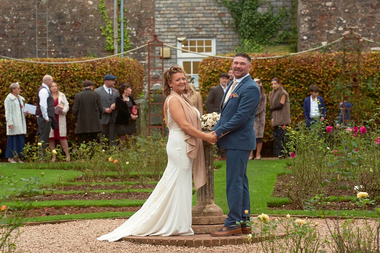Bride and Groom posing for a planned candid 