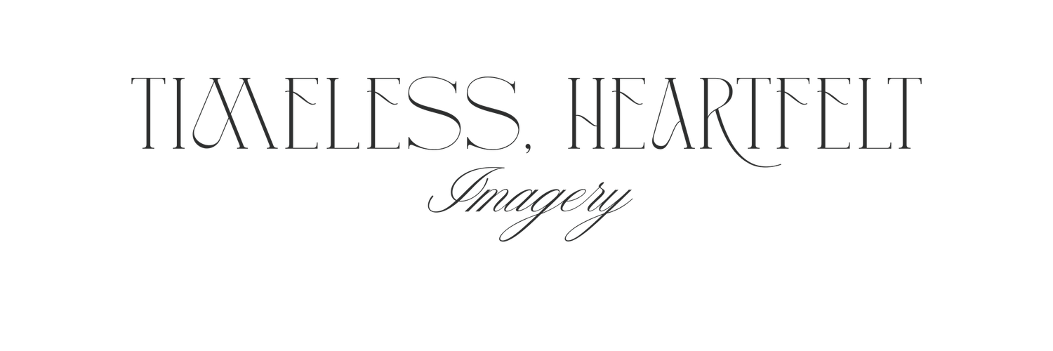 Elegant logo for Timeless Heartfelt Imagery photography brand in classic serif typography on white.