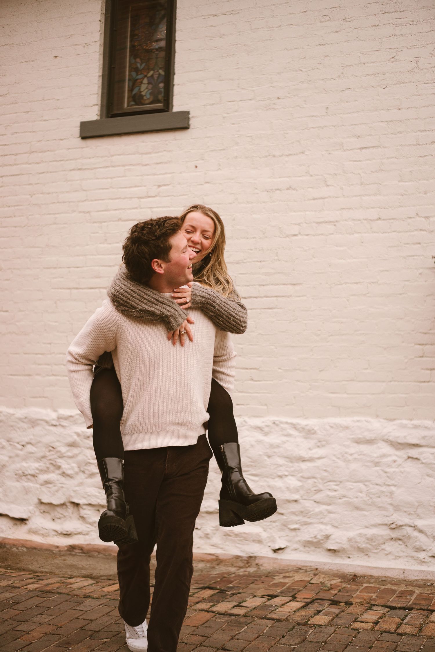 Columbus, Ohio engagement photography by Bryanna Harmeyer featuring couples in candid, storytelling, documentary, and film-inspired style.