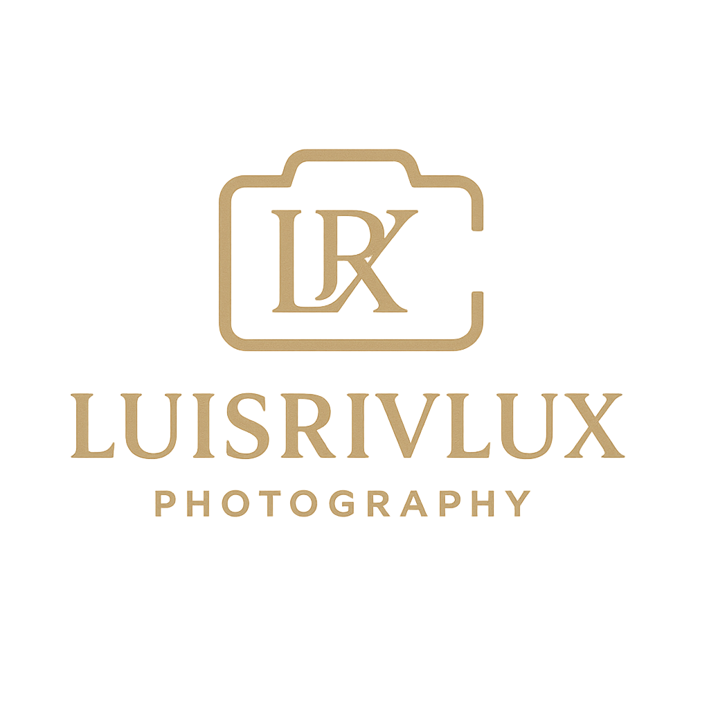Photography studio logo in gold text and monogram design with elegant metallic color scheme.