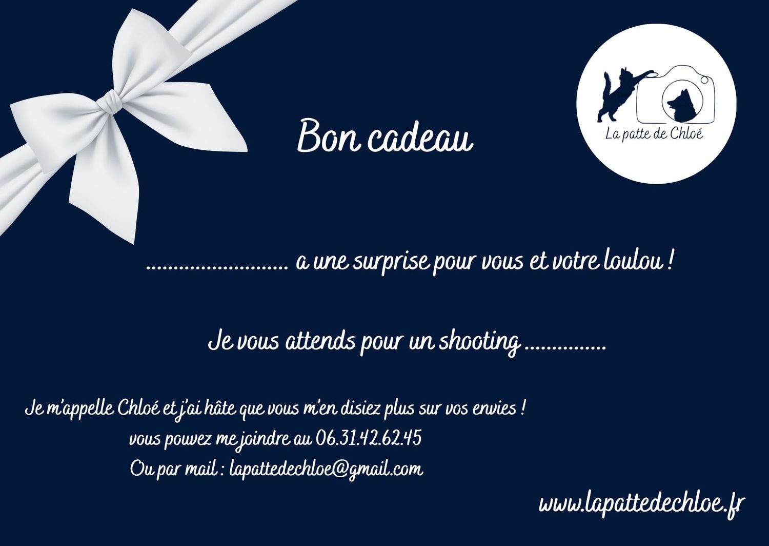 carte cadeau shooting photo