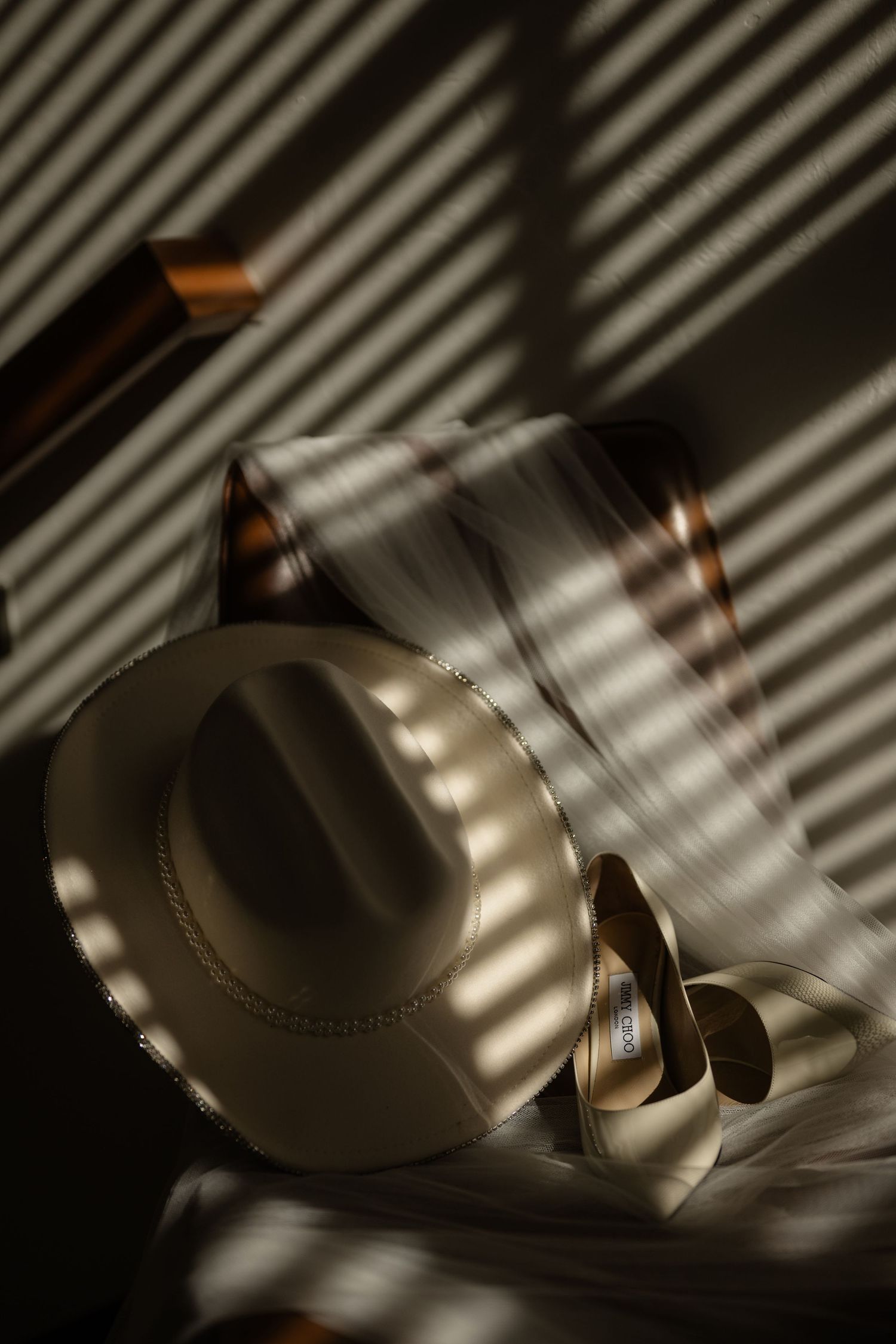 A close-up view of a cowboy hat and boots.
