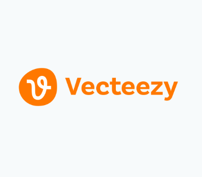 Orange circular logo with a stylized snake icon next to the Vecteezy company name in black text.