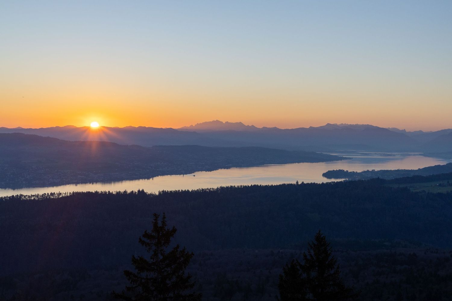Sunrise captured in the early mornings in the mountains of Switzerland