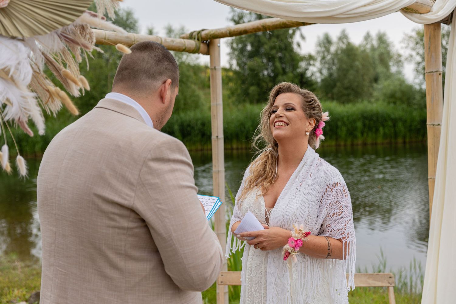 Groom tells the bride how much he loves her