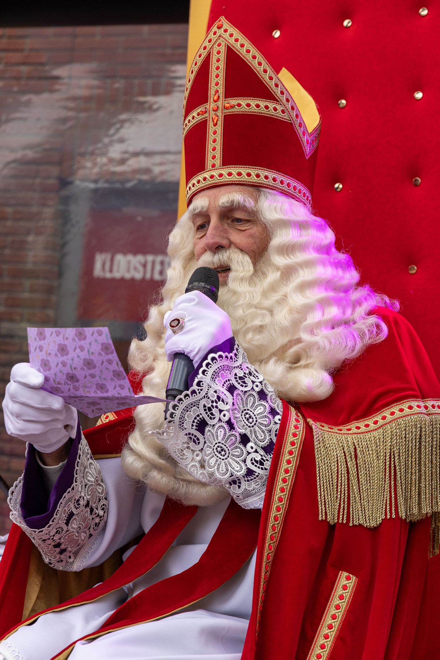 Sinterklaas reads a letter from a child on an events in the Netherlands
