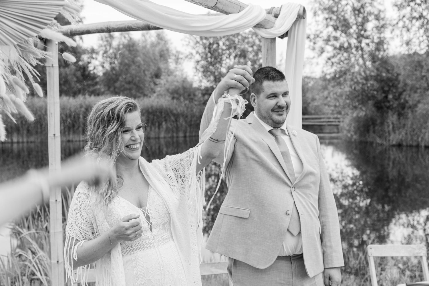 Bride and groom have said yes to each other and celebrating