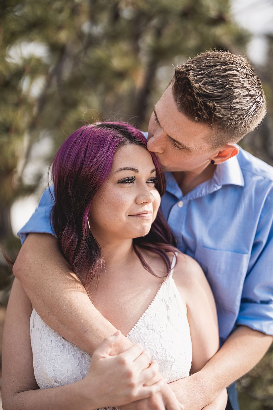 Close-up romantic portrait series showing gentle embraces and intimate moments.