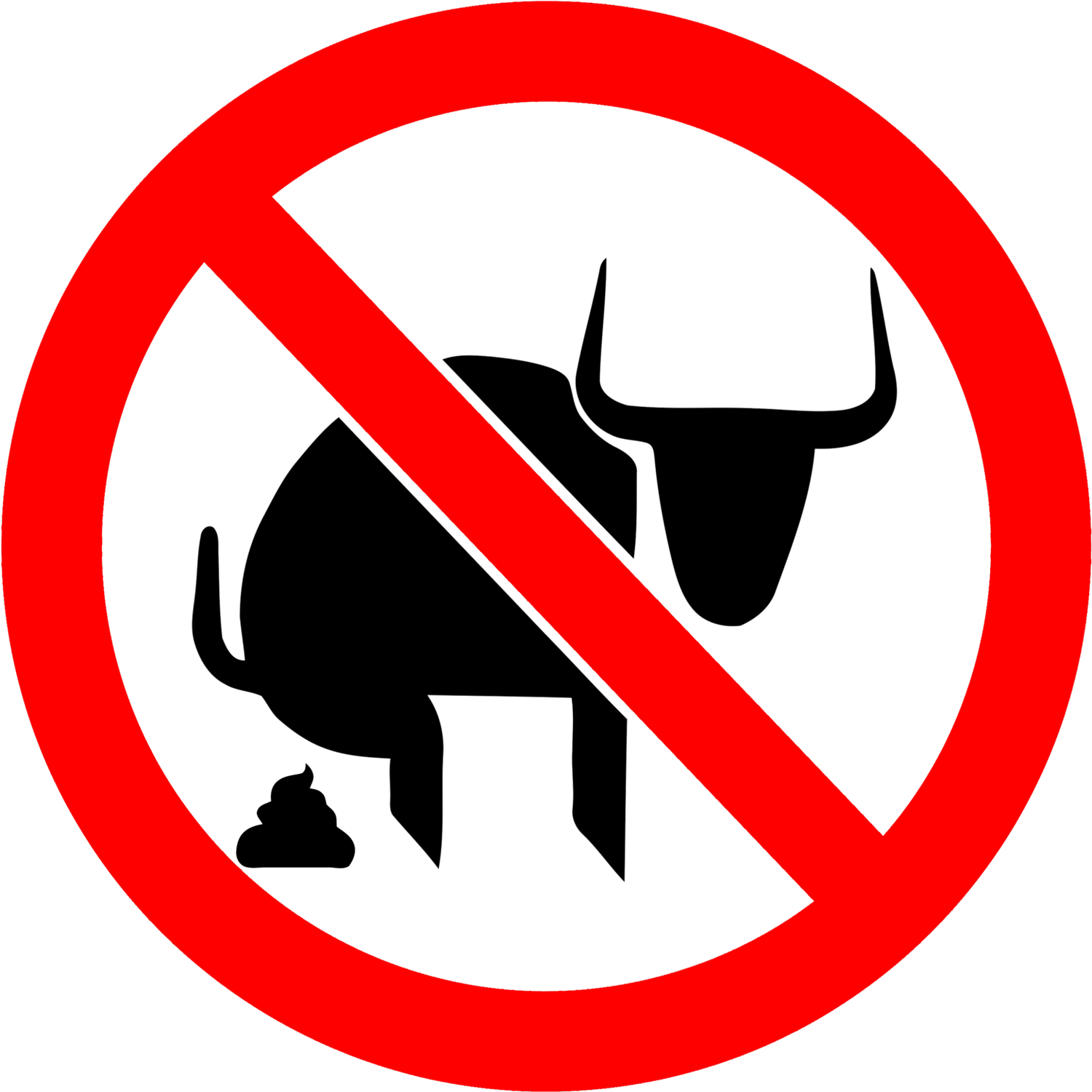 No bull sign, red circle with diagonal slash over black bull silhouette, no nonsense or BS prohibition symbol.
