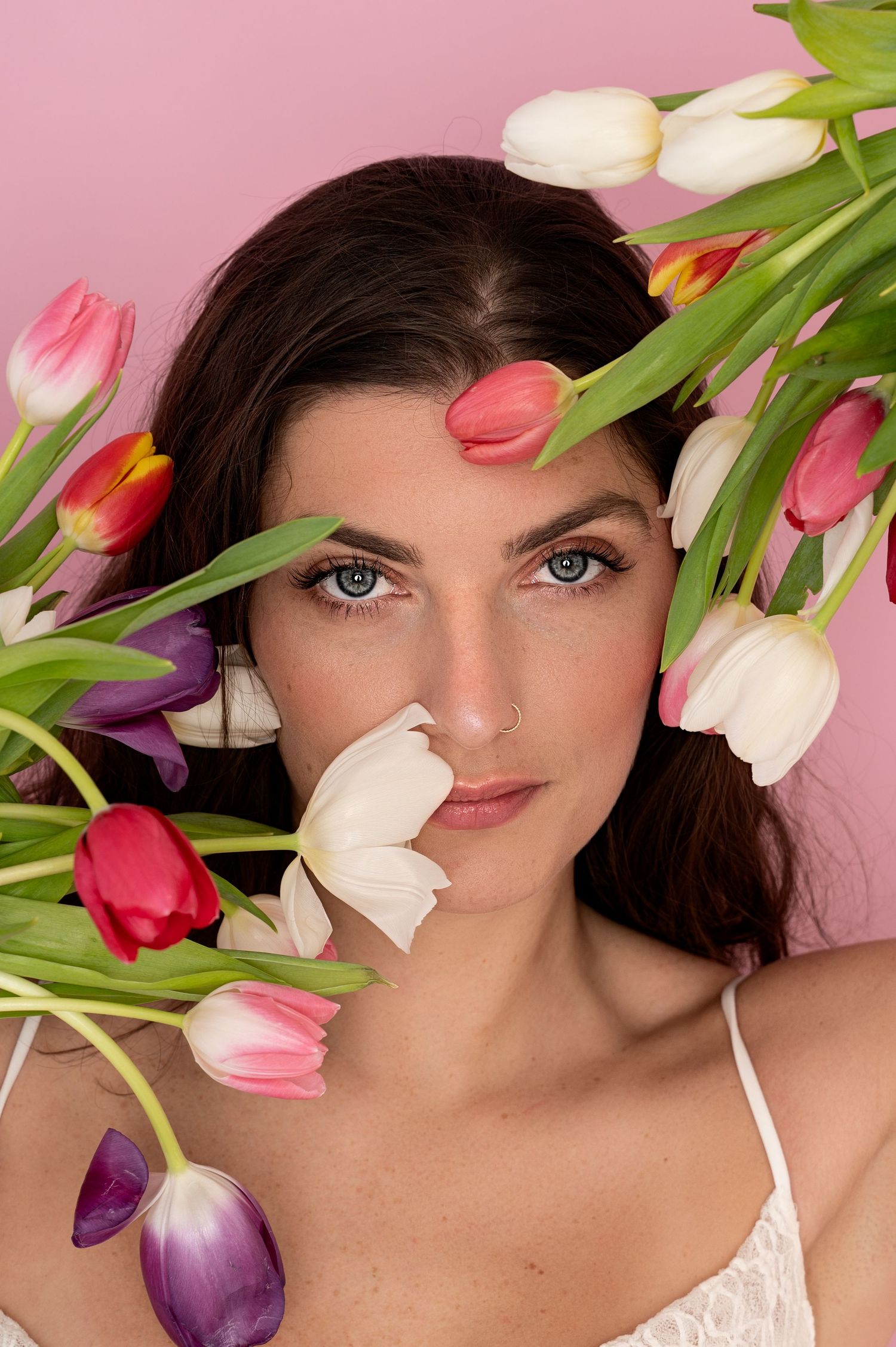 spring woman portrait in studio