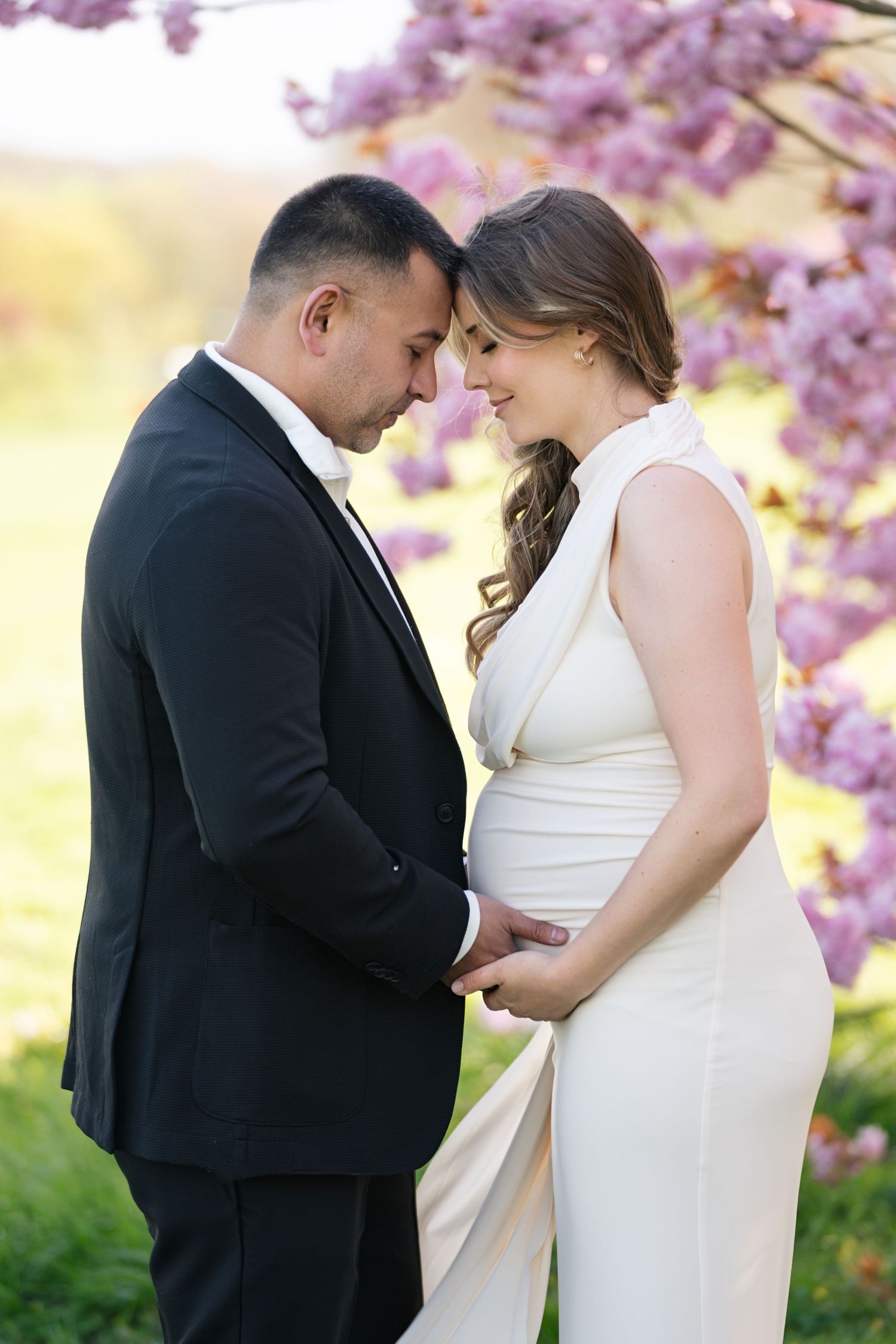 Studio maternity photography session in Clitheroe with soft neutral tones