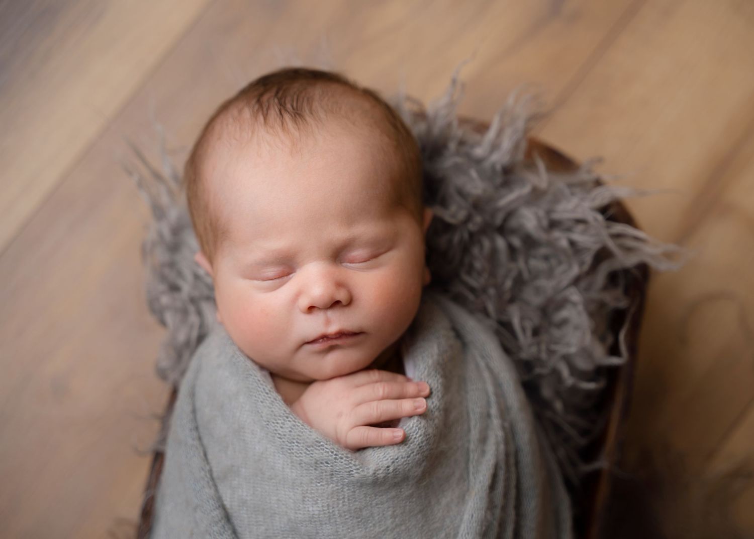 Sleeping newborn baby, natural tones