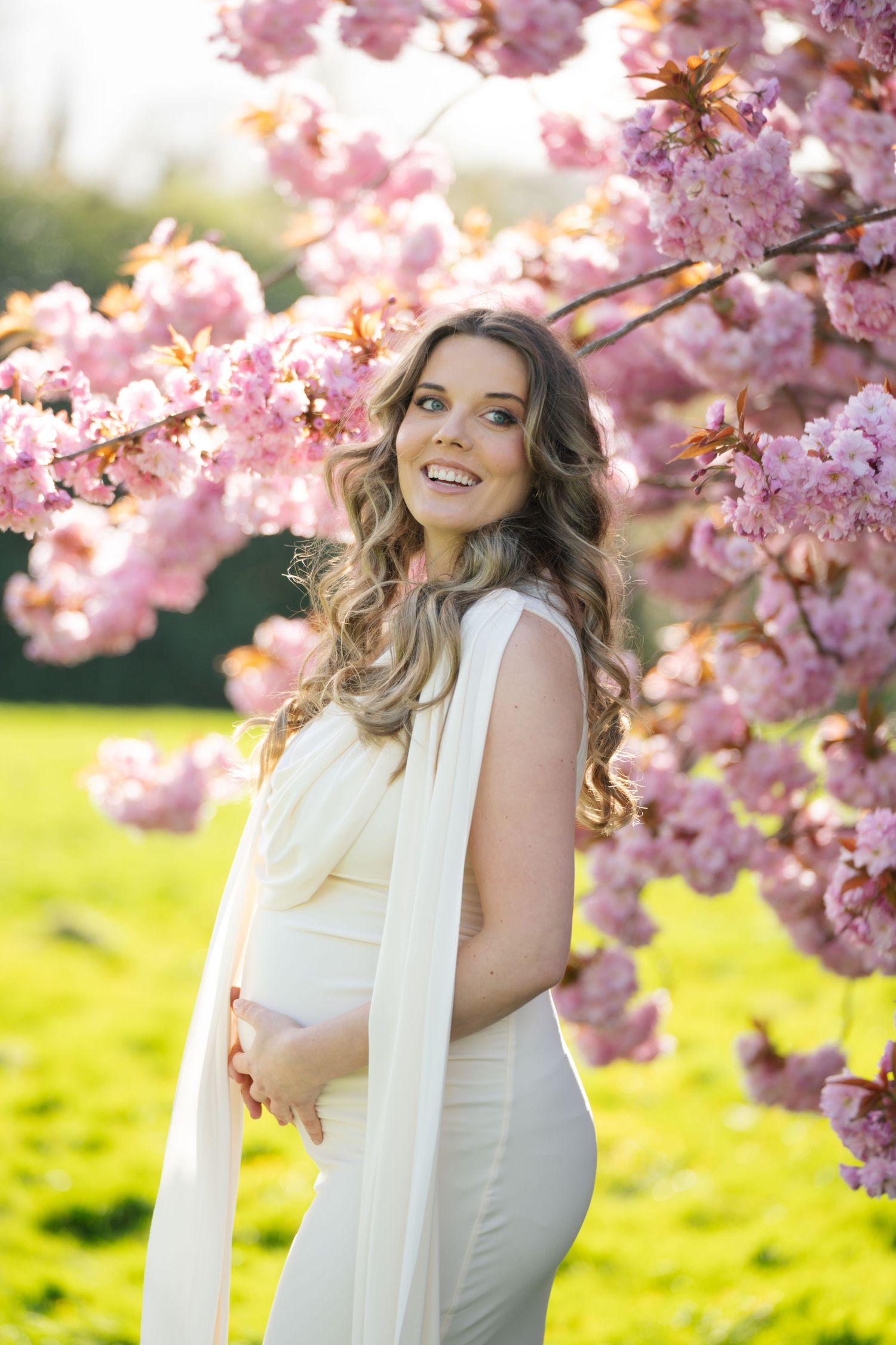 Studio maternity photography session in Clitheroe with soft neutral tones
