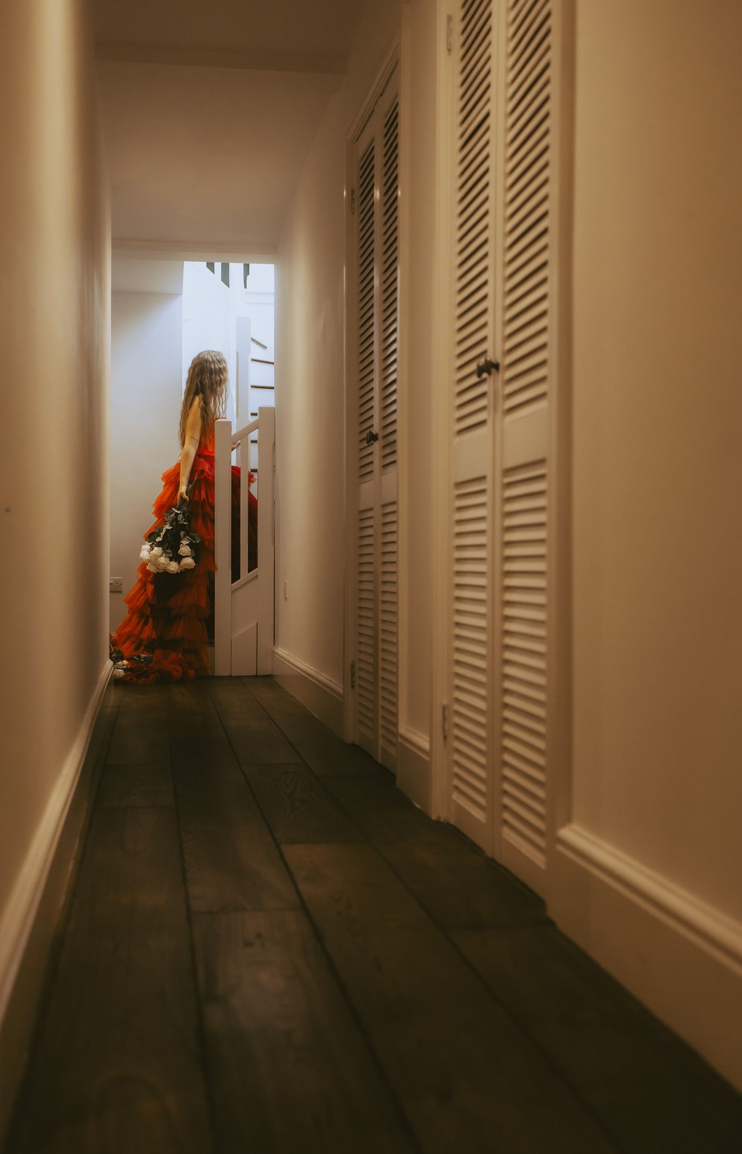 Woman walking up the stairs