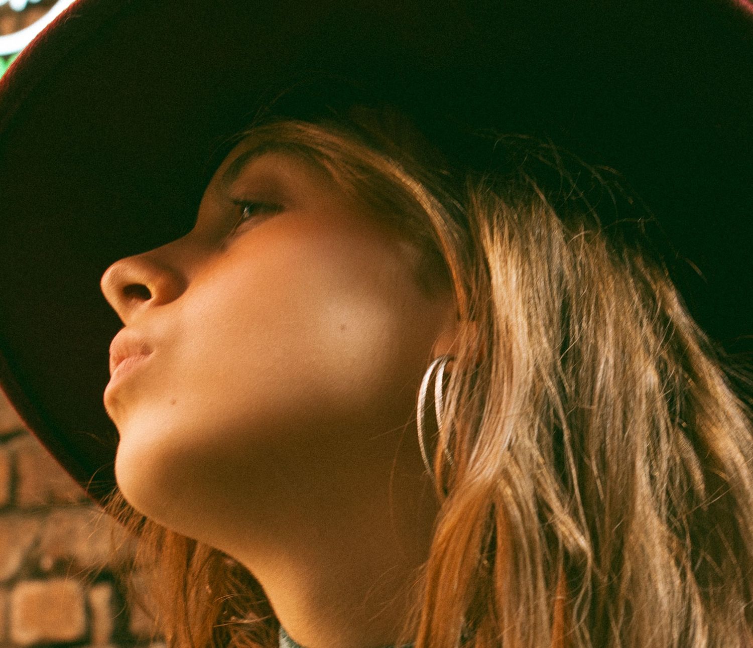 Close up profile of woman