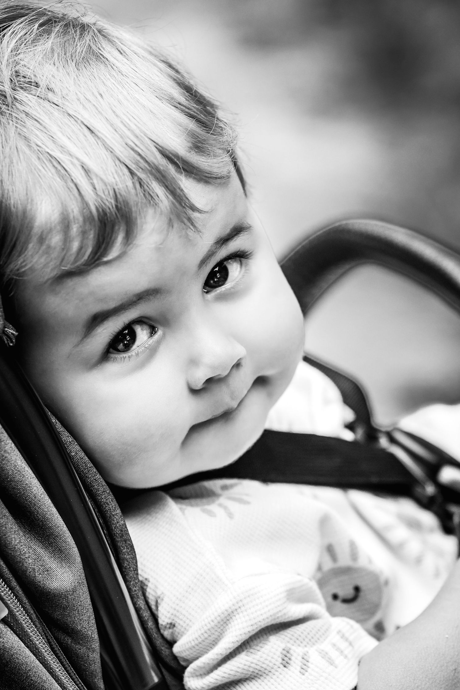 Black and white portrait of child