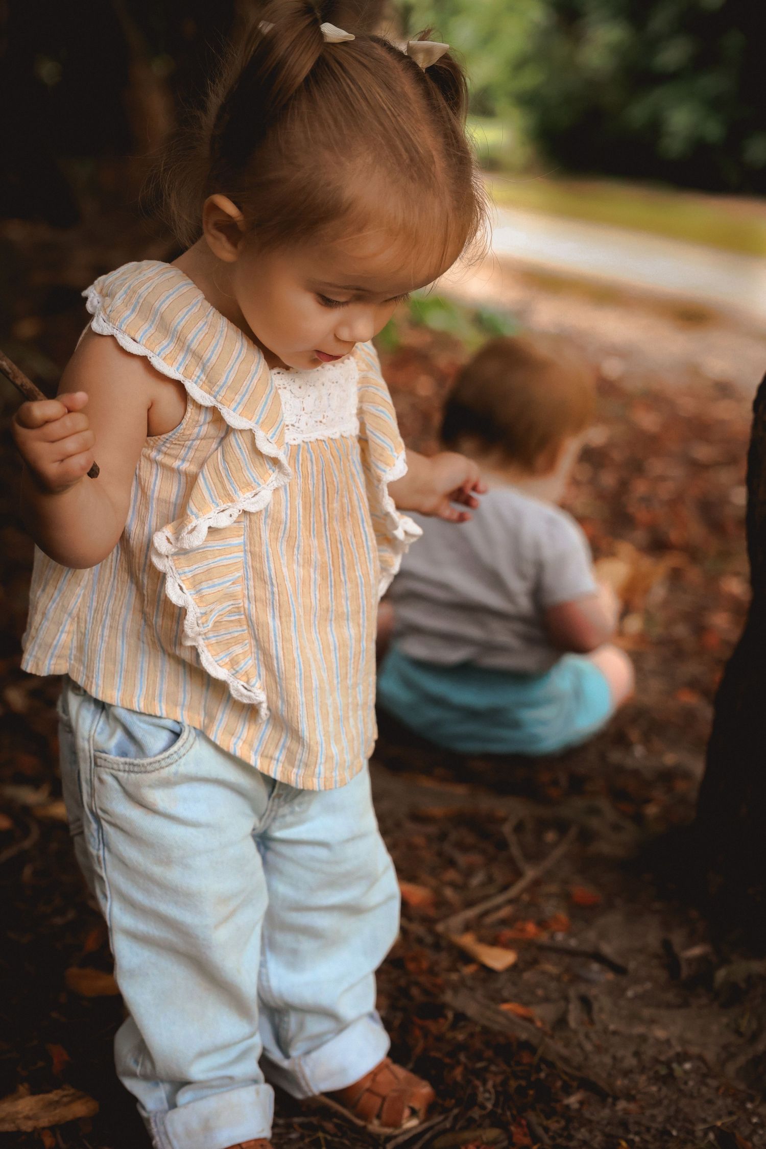 Two children in woodland
