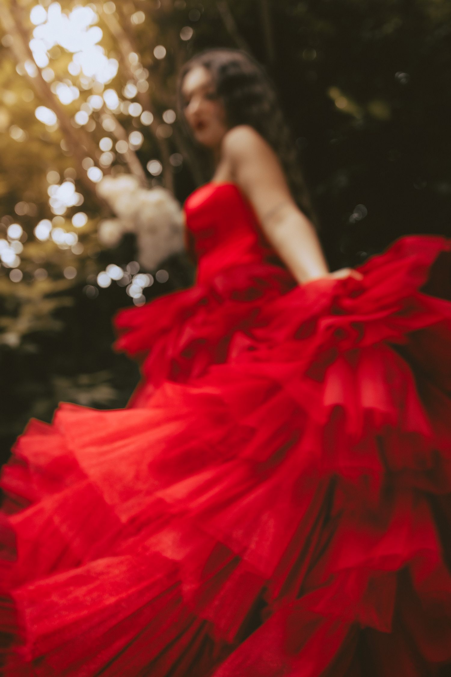 Woman dancing and looking lonely