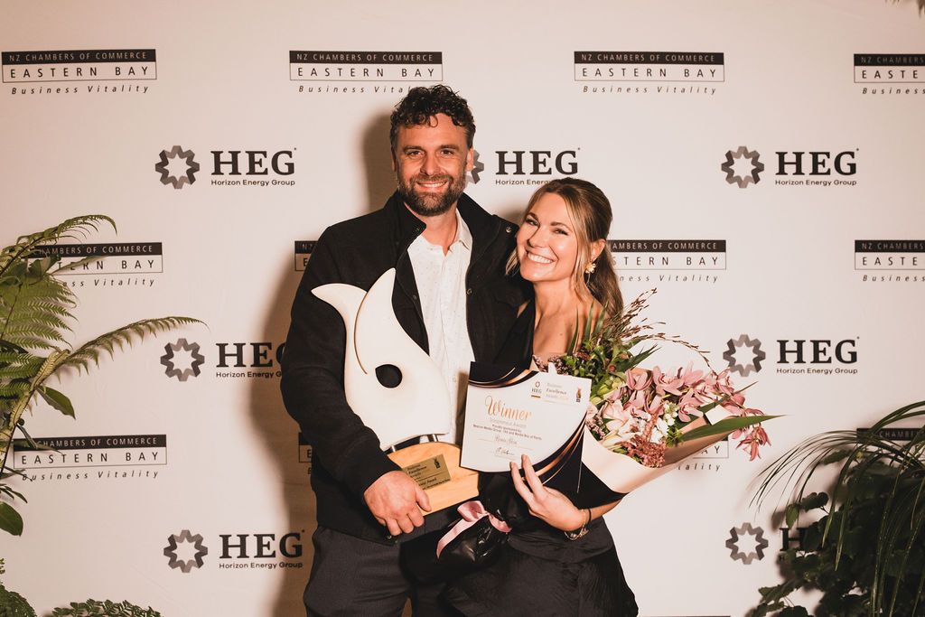 Claire House Photography event photograph of prize winner at HEG Business Awards.