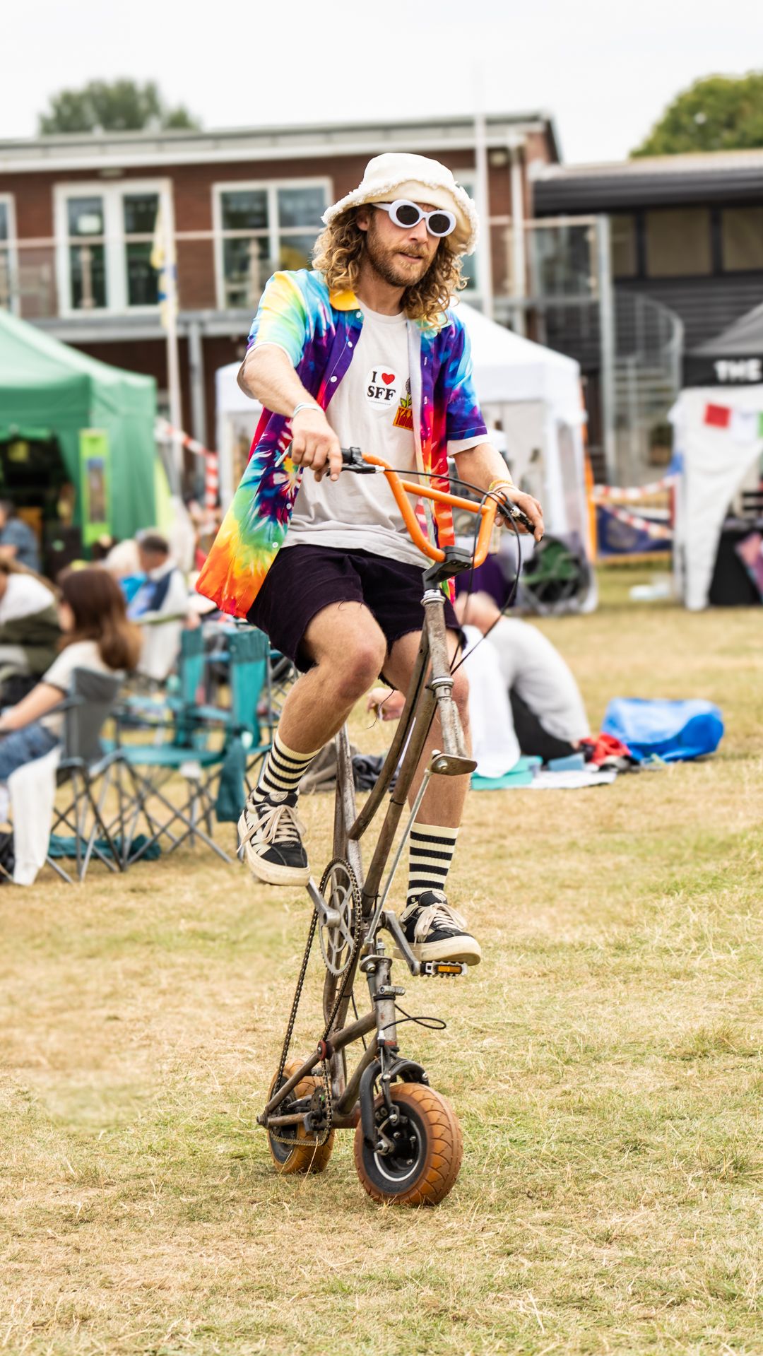 Man riding a unicycle