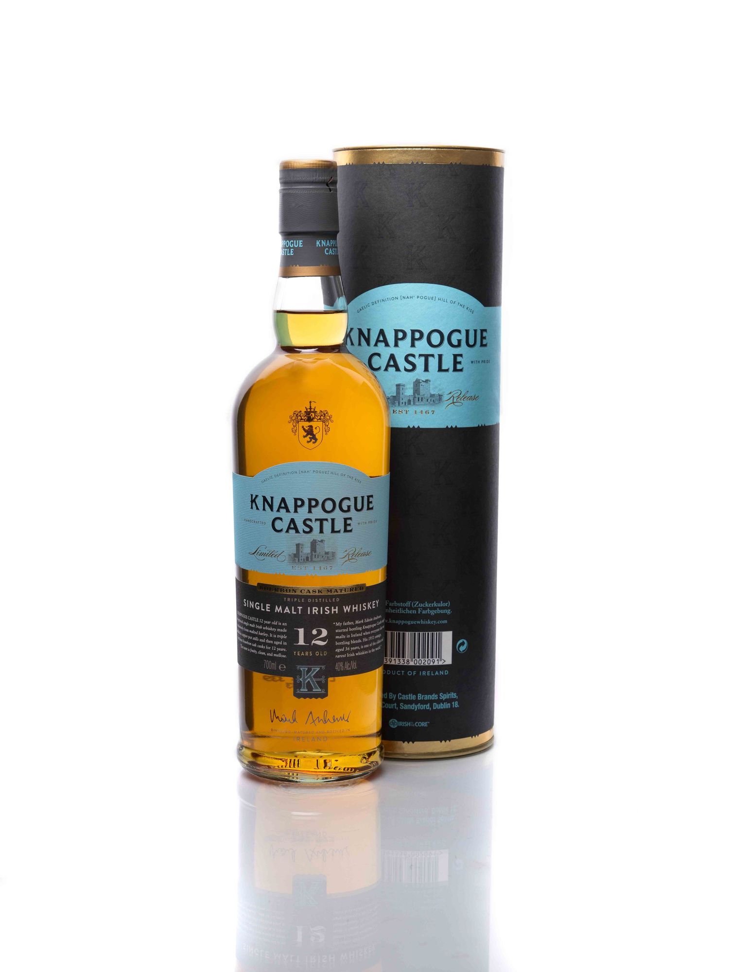 Studio product shot of bottle of whiskey