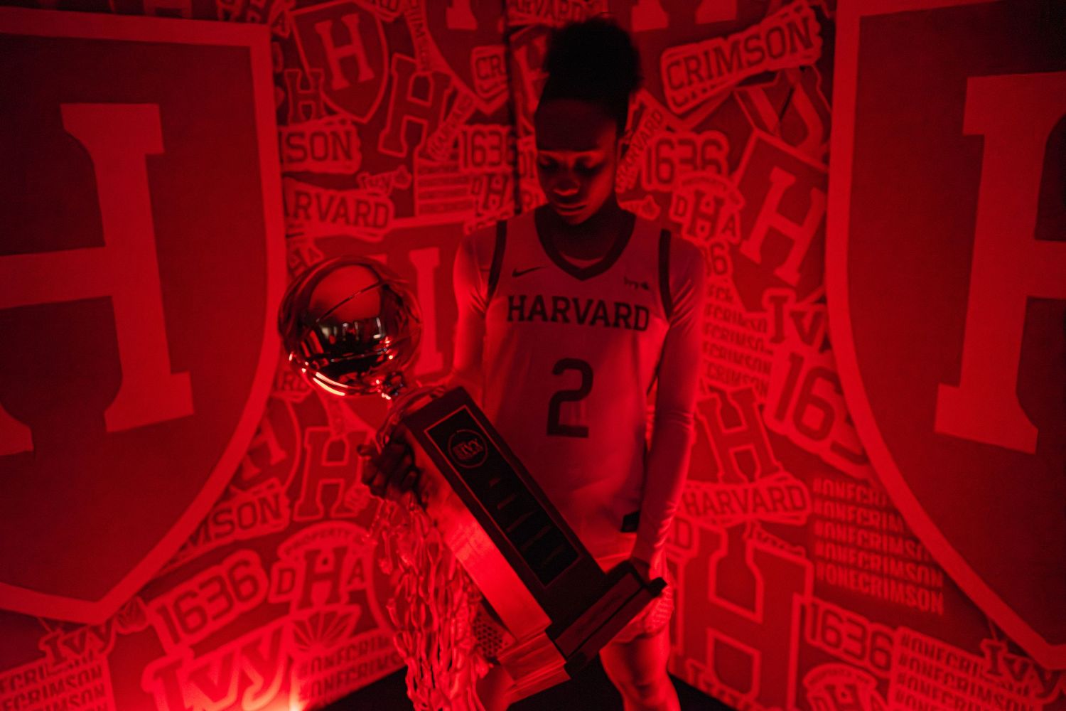 dramatic high-contrast media day for women's basketball recruit.