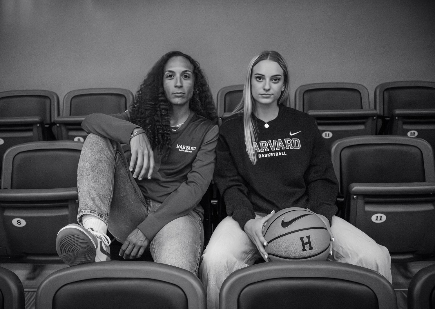 dramatic high-contrast media day for women's basketball recruit.
