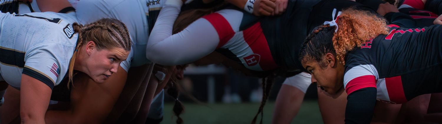 live action women's rugby match