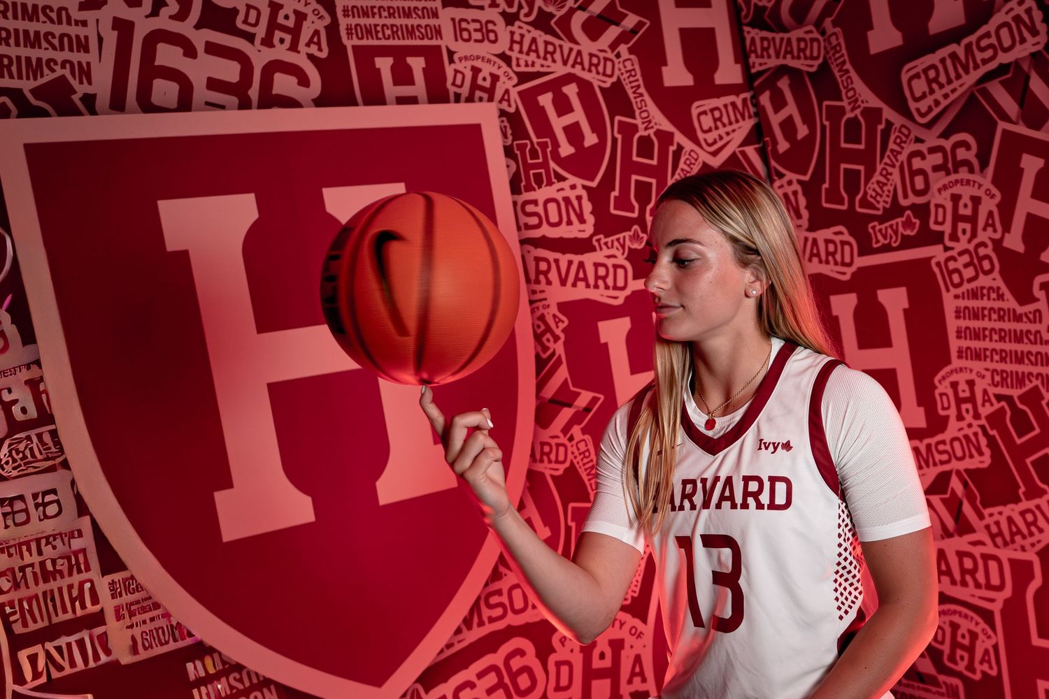 dramatic high-contrast media day for women's basketball recruit.