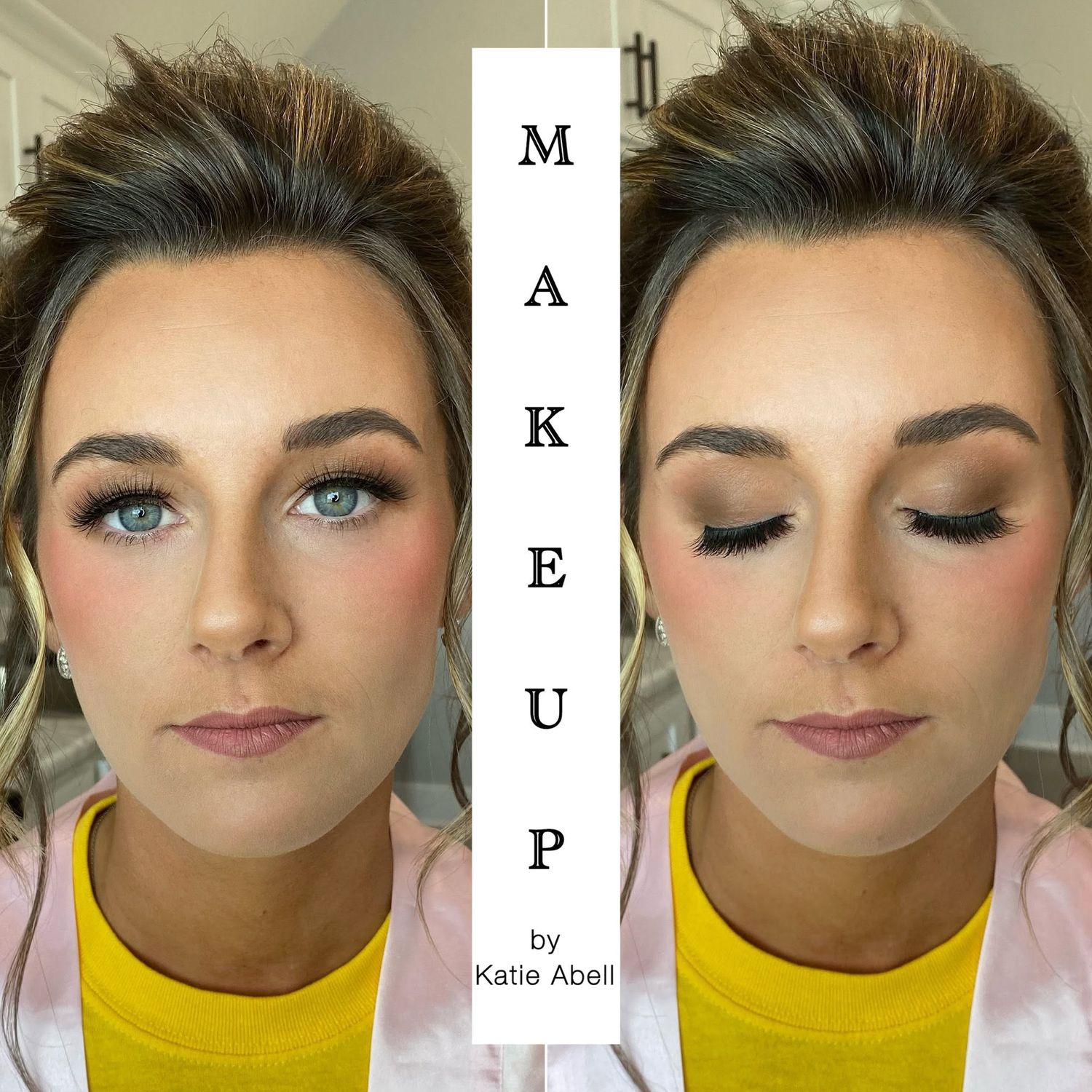 Before and after bridal makeup by Katie Abell Beauty.