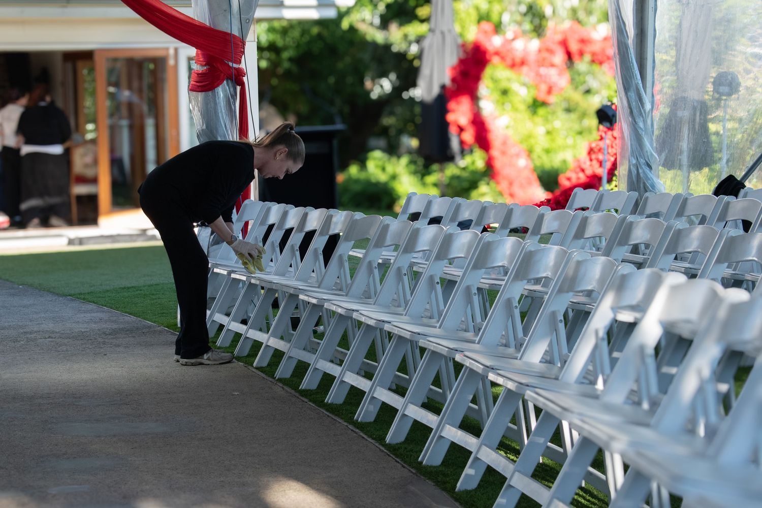 Behind-the-scenes preparation before a Brisbane fashion event.