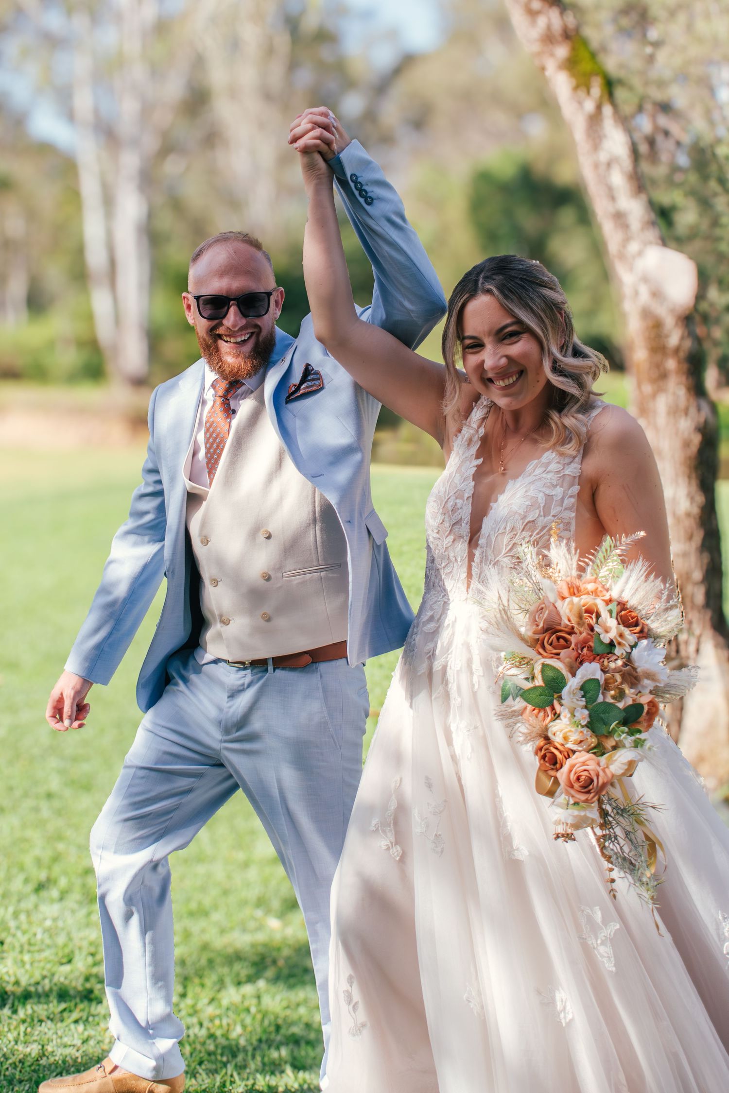 Couple celebrating their wedding in Brisbane.