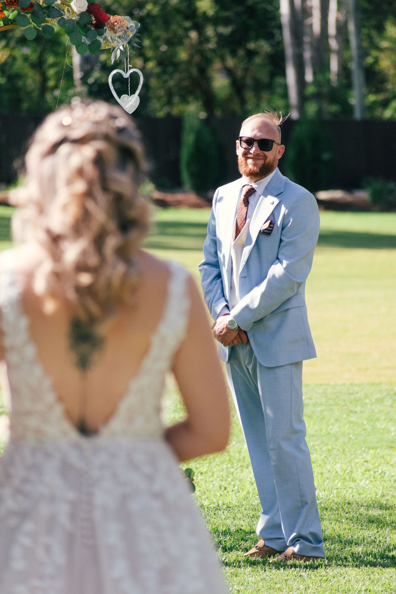 Emotional first look captured on their wedding day.