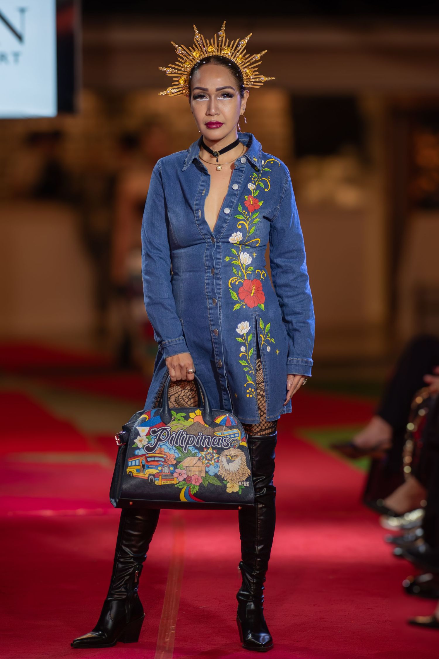 Powerful statement of accessories during a live fashion show in Brisbane.
