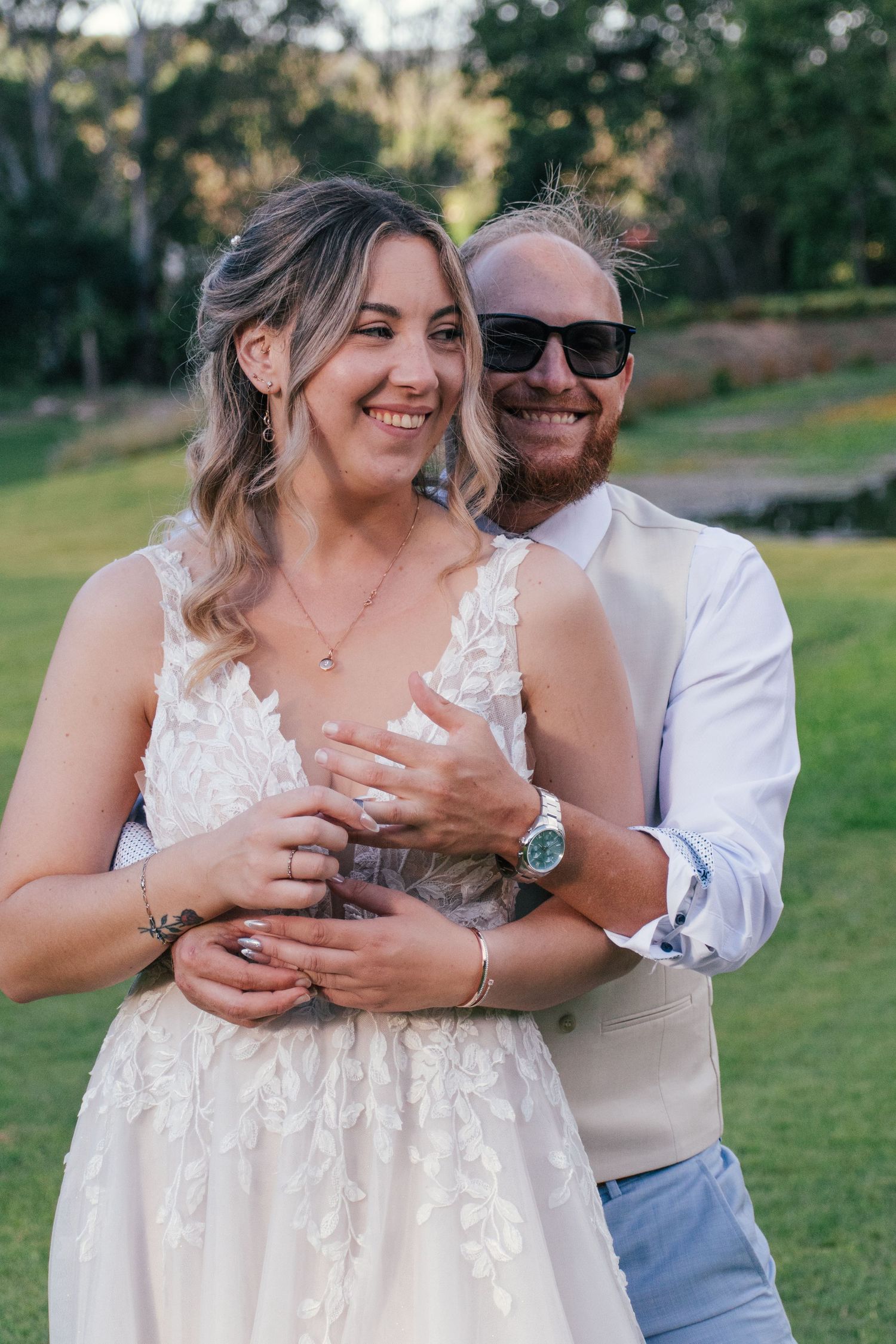 Couple celebrating their wedding in Brisbane.