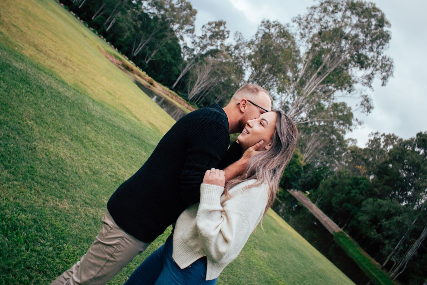 Couple celebrating their engagement in Brisbane.