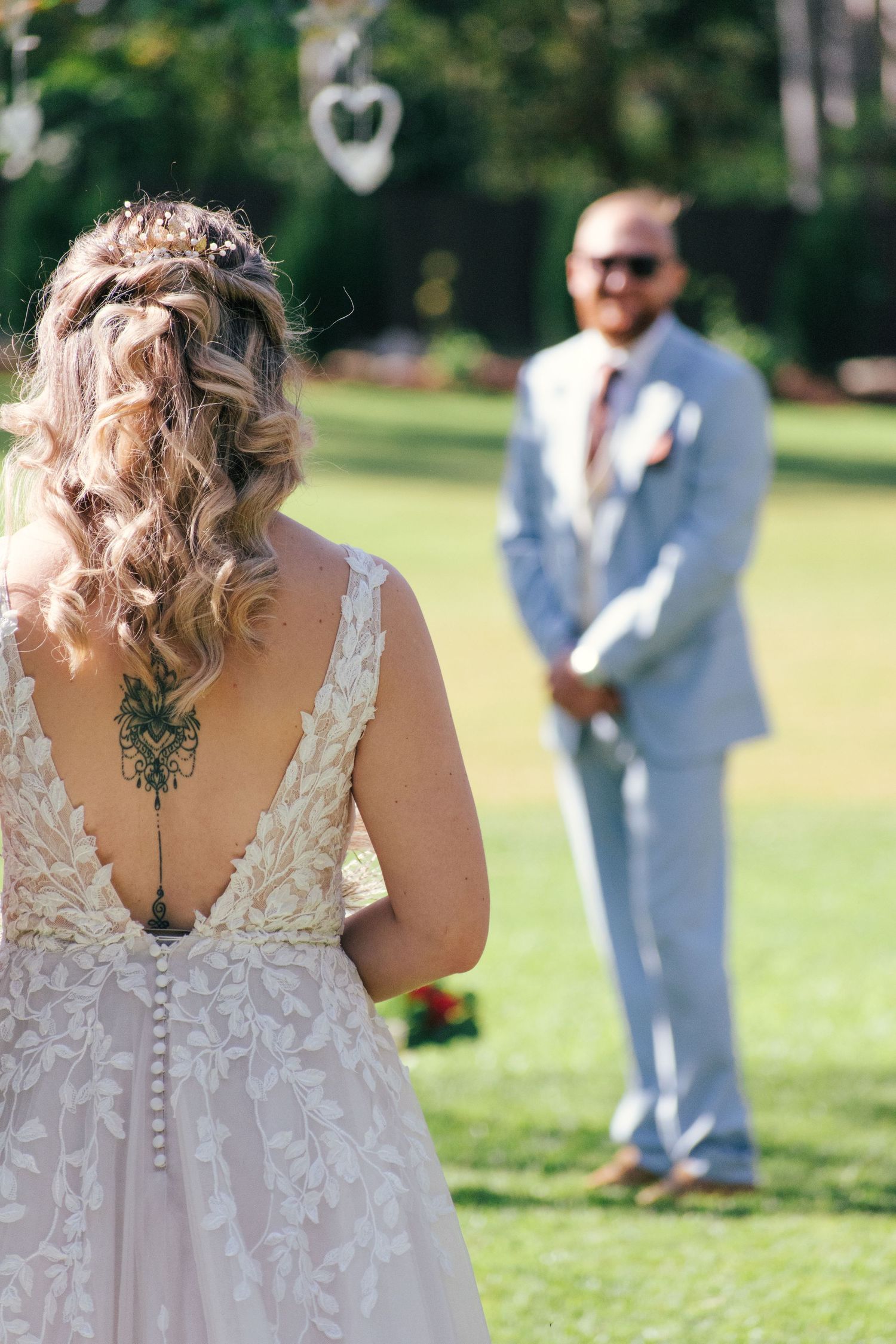 Emotional first look captured on their wedding day.