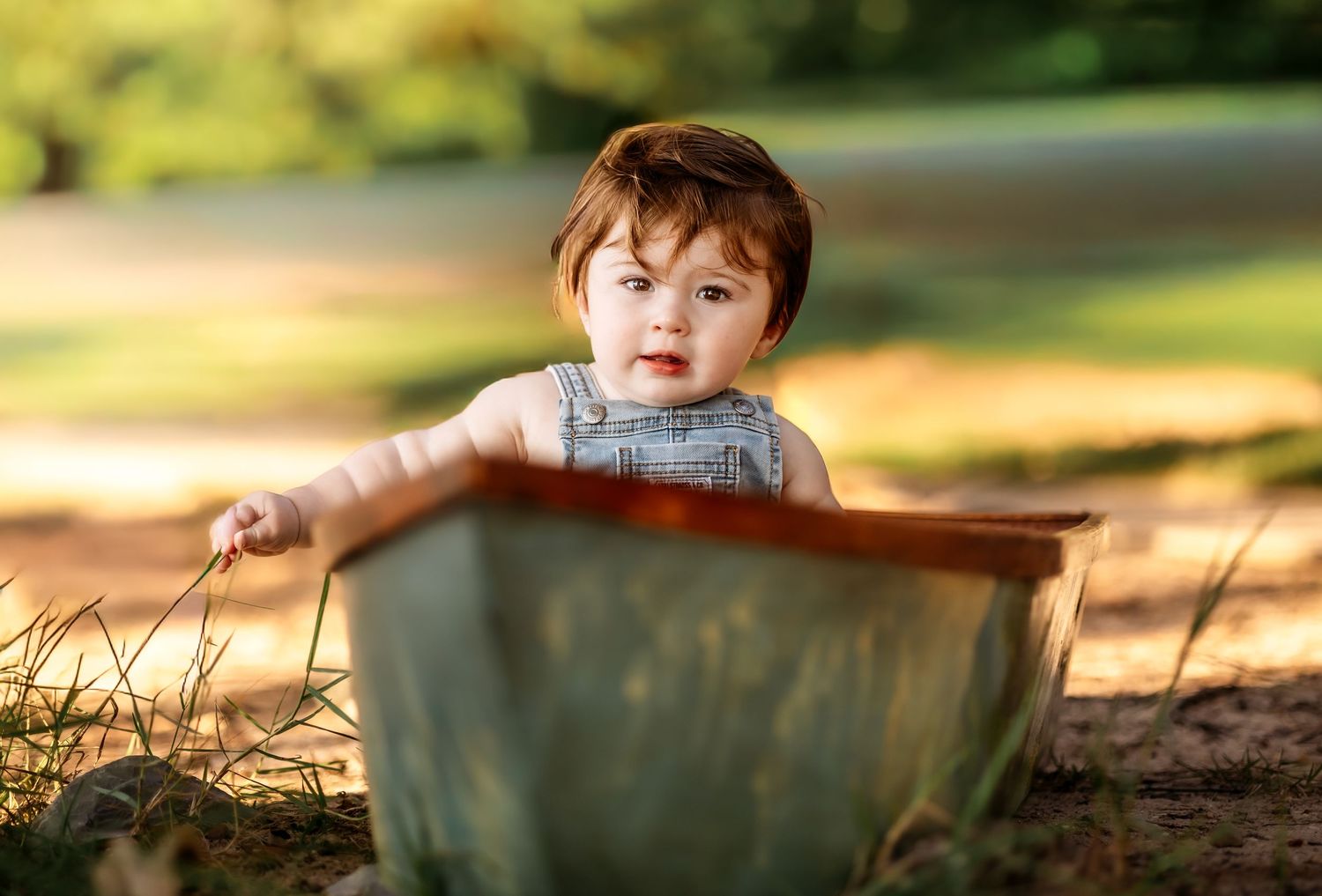 Warm golden hour baby portrait in Owens Cross Roads Alabama