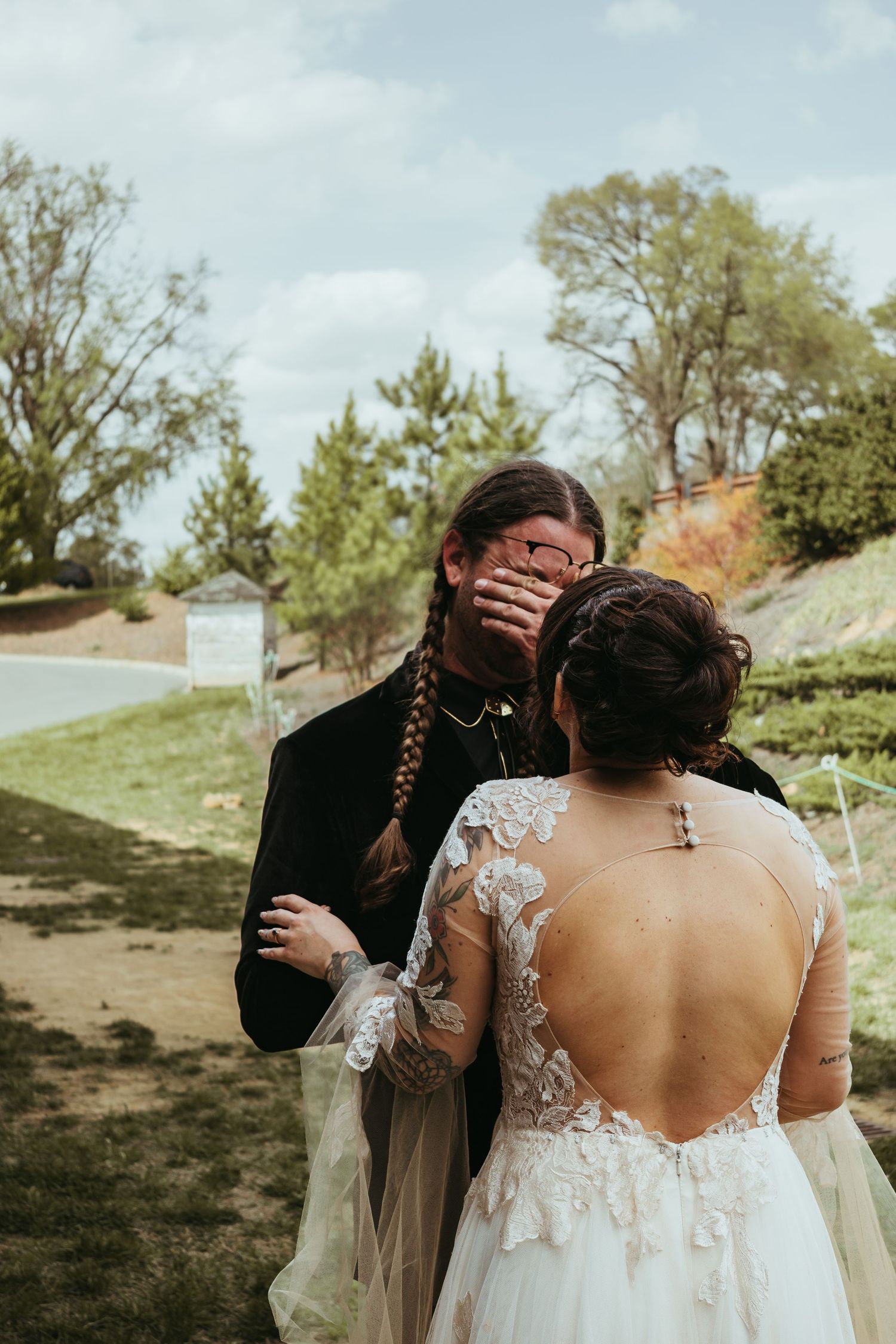 Husband emotional during private vows