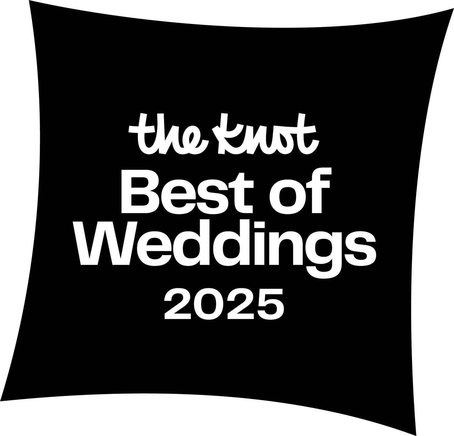 The Knot Best of Weddings 2025 logo in white text on black diamond shape.