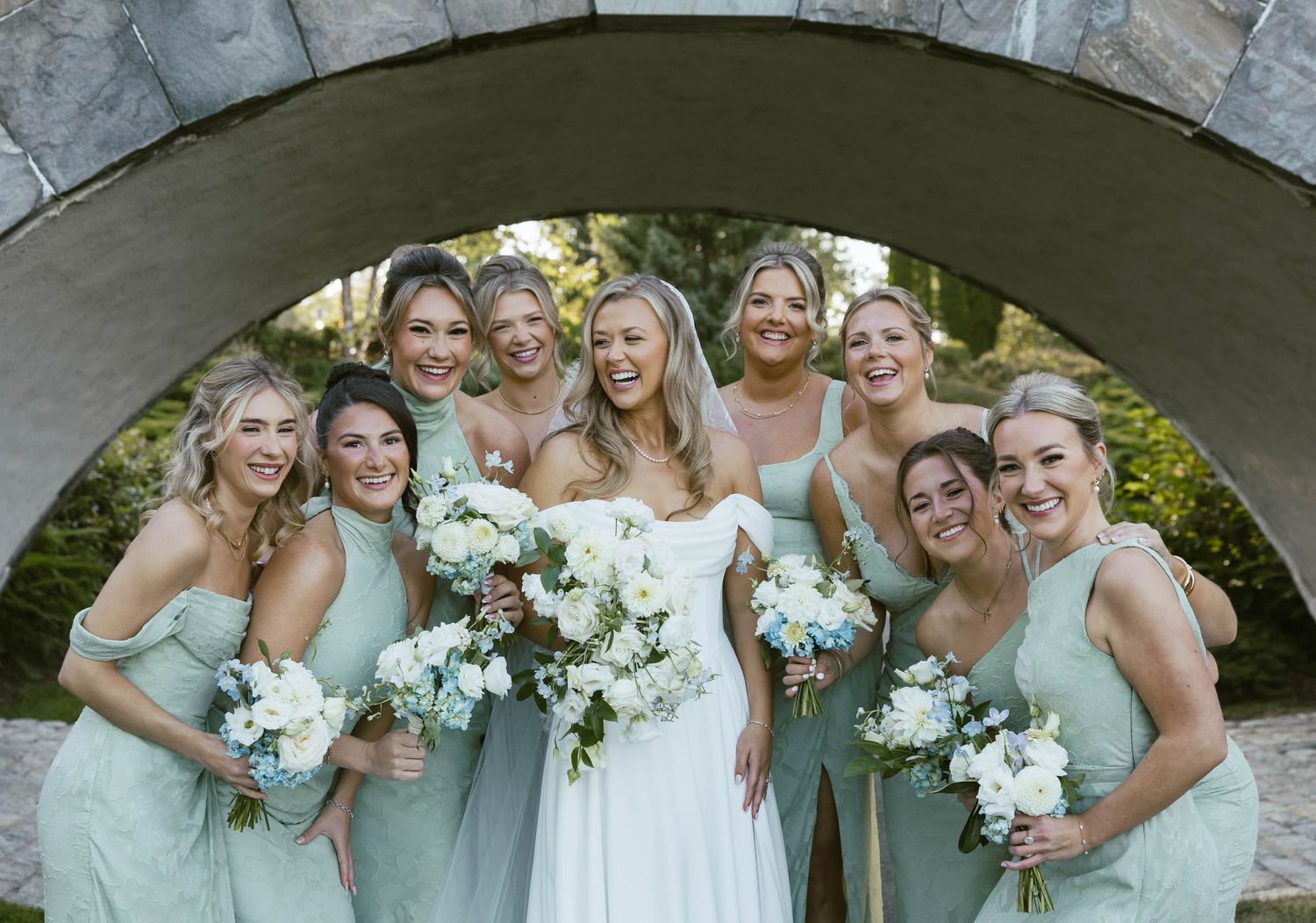 bridesmaids celebrating at new england wedding