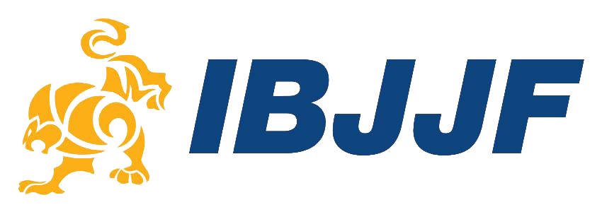 IBJJF logo featuring a golden lion mascot beside bold blue letters representing the International Brazilian Jiu-Jitsu Federation.